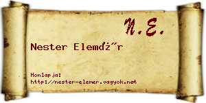 Nester Elemér névjegykártya
